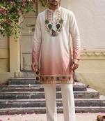 Peach cotton diamond work kurta pajama