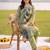 women printed regular cotton kurta with trousers