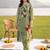 women printed regular cotton kurta with trousers