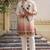 Peach cotton diamond work kurta pajama