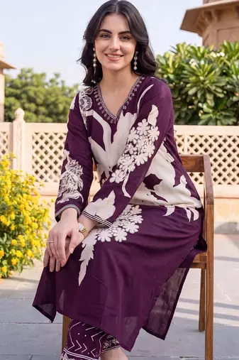 women floral printed regular kurta with patiala