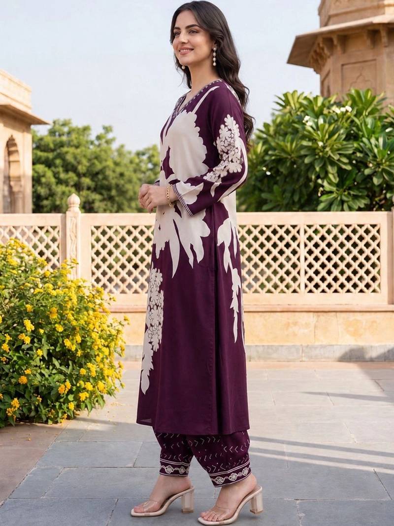 women floral printed regular kurta with patiala