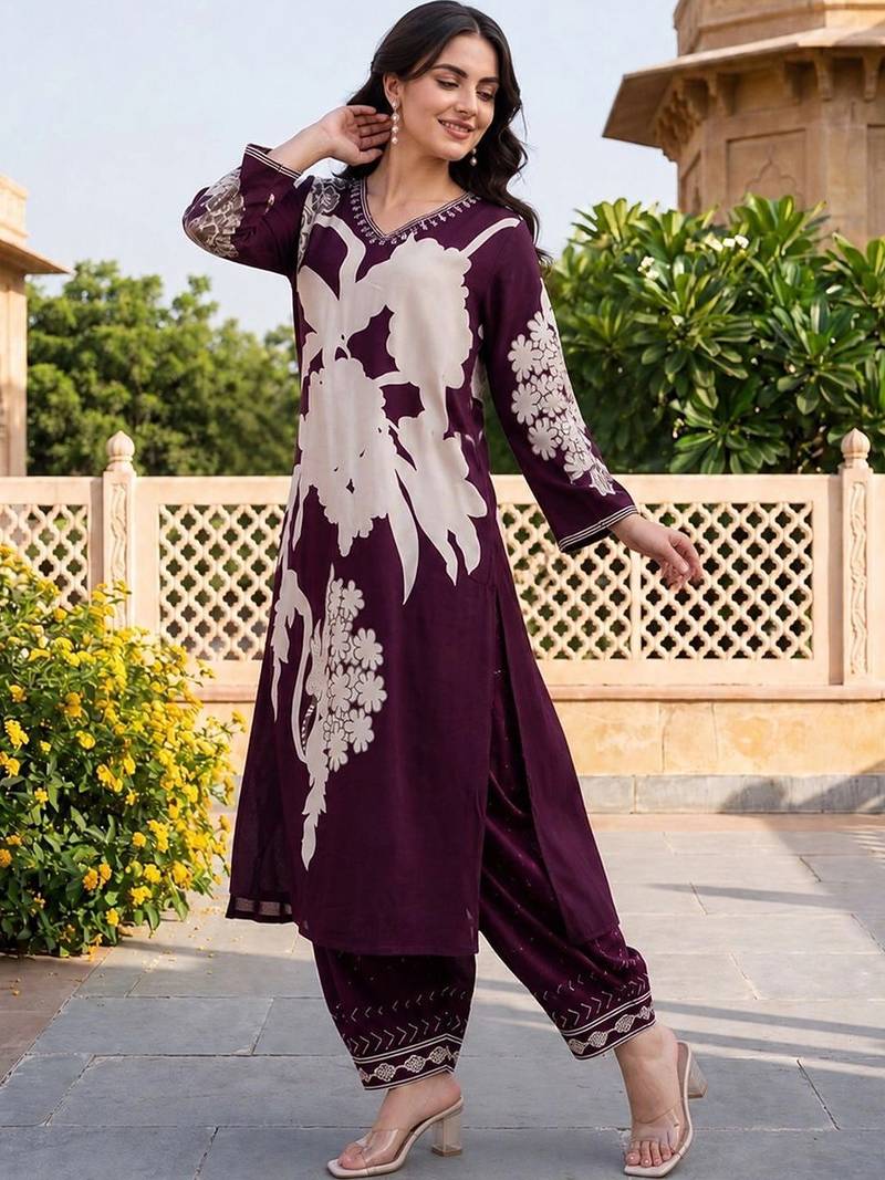 women floral printed regular kurta with patiala