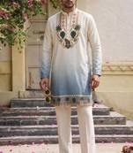 Blue cotton diamond work kurta pajama