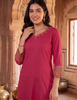 women regular thread work kurta with trousers 2