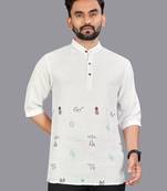 Off white linen hand woven kurta