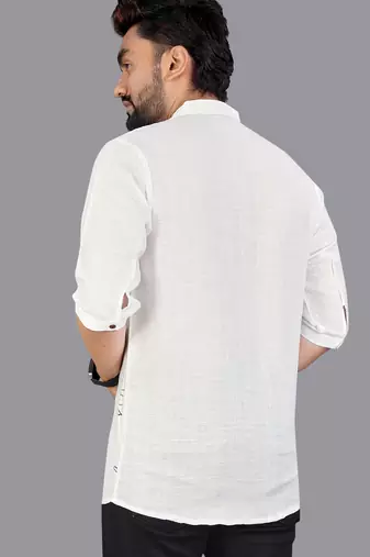 Off white linen hand woven kurta