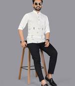 Off white linen hand woven kurta