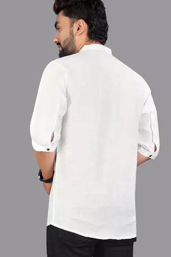 Off white linen hand woven kurta