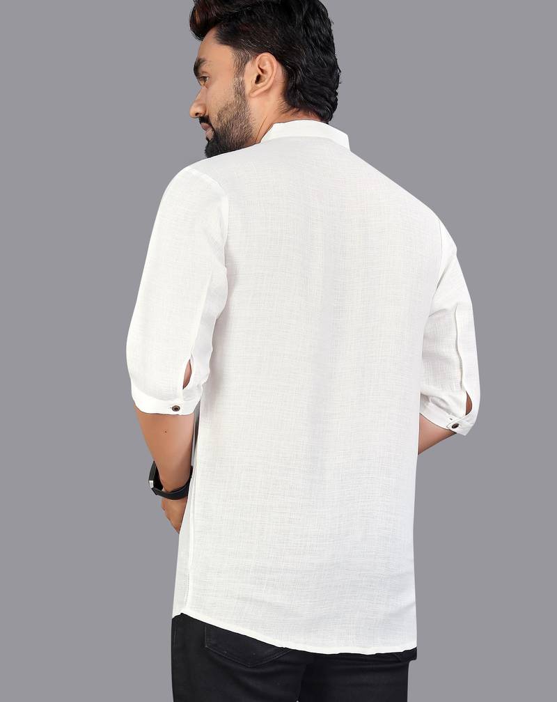 Off white linen hand woven kurta