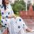 women printed regular cotton kurta with trousers & with dupatta