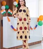 women printed regular cotton kurta with trousers