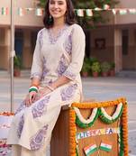 women ethnic motifs printed regular cotton kurta with palazzos