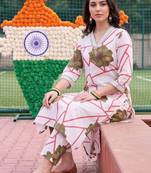 women floral printed regular cotton kurta with trousers