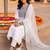 women ethnic motifs embroidered regular thread work kurta with trousers & with dupatta