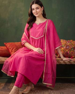 women empire kurta with trousers & with dupatta 1