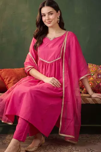women empire kurta with trousers & with dupatta