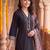 embroidered regular thread work kurta with trousers & with dupatta