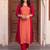 women floral embroidered regular thread work kurta with trousers