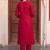 women floral embroidered regular thread work kurta with trousers
