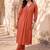 women ethnic motifs embroidered regular thread work liva kurta with trousers