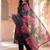 women floral printed regular linen kurta with trousers & with dupatta