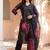 women floral printed regular linen kurta with trousers & with dupatta