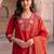 women ethnic motifs embroidered regular thread work kurta with trousers & with dupatta