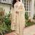 women floral printed regular thread work linen kurta with trousers & with dupatta
