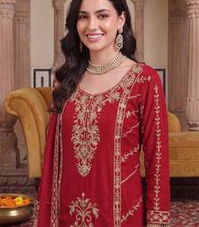 women ethnic motifs embroidered regular thread work kurta with palazzos & with dupatta