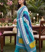 women ethnic motifs embroidered regular thread work kurta with trousers & with dupatta