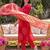 women ethnic motifs printed regular mirror work cotton kurta with trousers & with dupatta