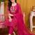 women bandhani printed regular thread work kurta with trousers & with dupatta