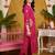 women bandhani printed regular thread work kurta with trousers & with dupatta