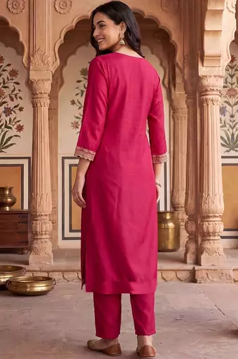 women regular thread work kurta with trousers