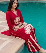 women ethnic motifs printed regular kurta with palazzos