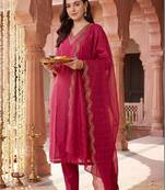 women ethnic motifs regular kurta with trousers & with dupatta