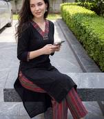 women regular cotton kurta with trousers