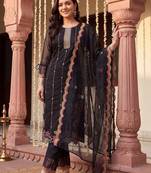 women floral embroidered regular thread work kurta with trousers & with dupatta