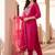 women ethnic motifs embroidered regular thread work kurta with trousers & with dupatta