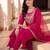 women ethnic motifs embroidered regular thread work kurta with trousers & with dupatta