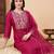 women ethnic motifs embroidered regular thread work liva kurta with trousers & with dupatta