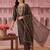 women ethnic motifs embroidered regular thread work liva kurta with trousers & with dupatta