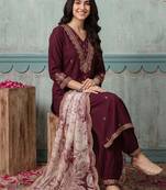 women ethnic motifs embroidered regular thread work kurta with patiala & with dupatta