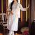 women floral embroidered regular thread work cotton kurta with trousers