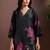 women floral printed regular linen kurta with trousers & with dupatta