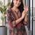 women ethnic motifs printed regular cotton kurta with trousers