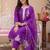 women ethnic motifs embroidered regular thread work liva kurta with trousers & with dupatta