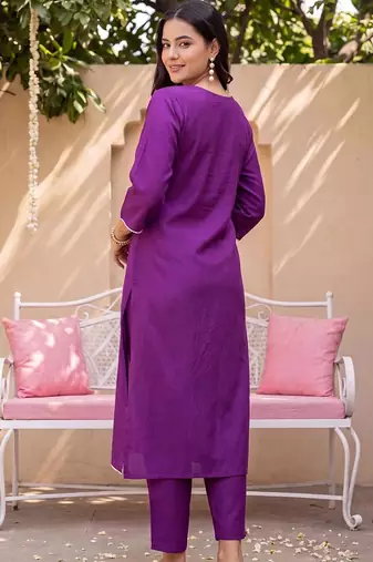 women ethnic motifs embroidered regular thread work liva kurta with trousers & with dupatta
