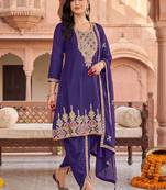 women ethnic motifs thread work kurta with patiala & dupatta